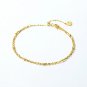Simple Double-layer 925 Silver Plating 10K Yellow Bracelet For Women