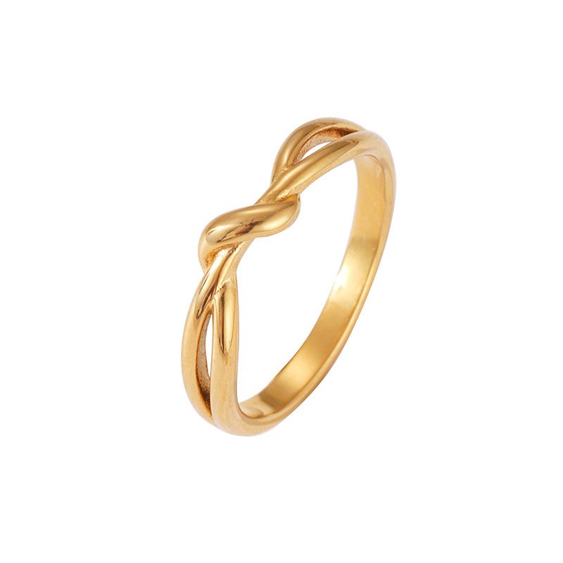 Love Endless Kinked Titanium Steel 18K Gold Plating Winding Simple Ring - Image 5