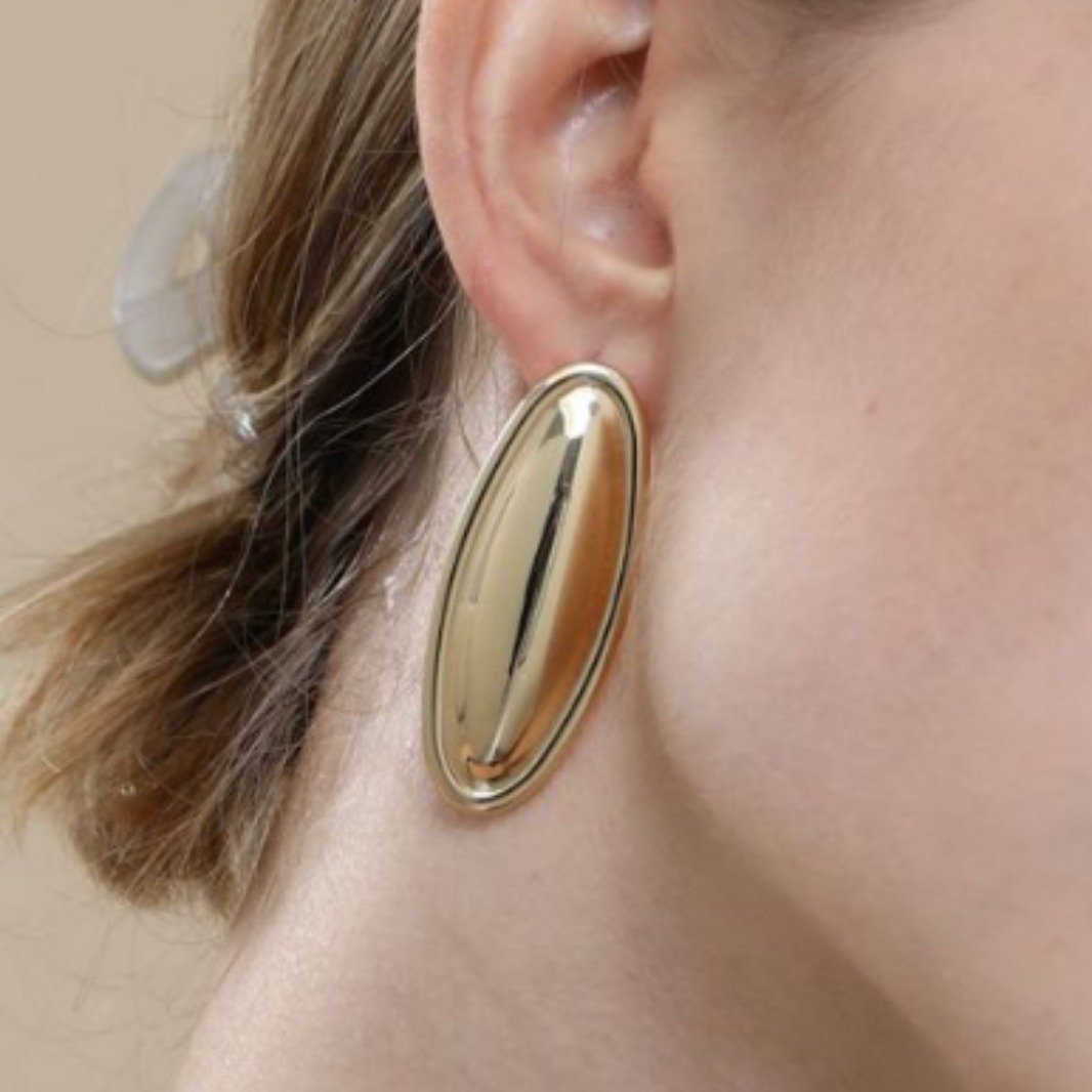 Simple Elegant Long Oval Earrings - Image 2