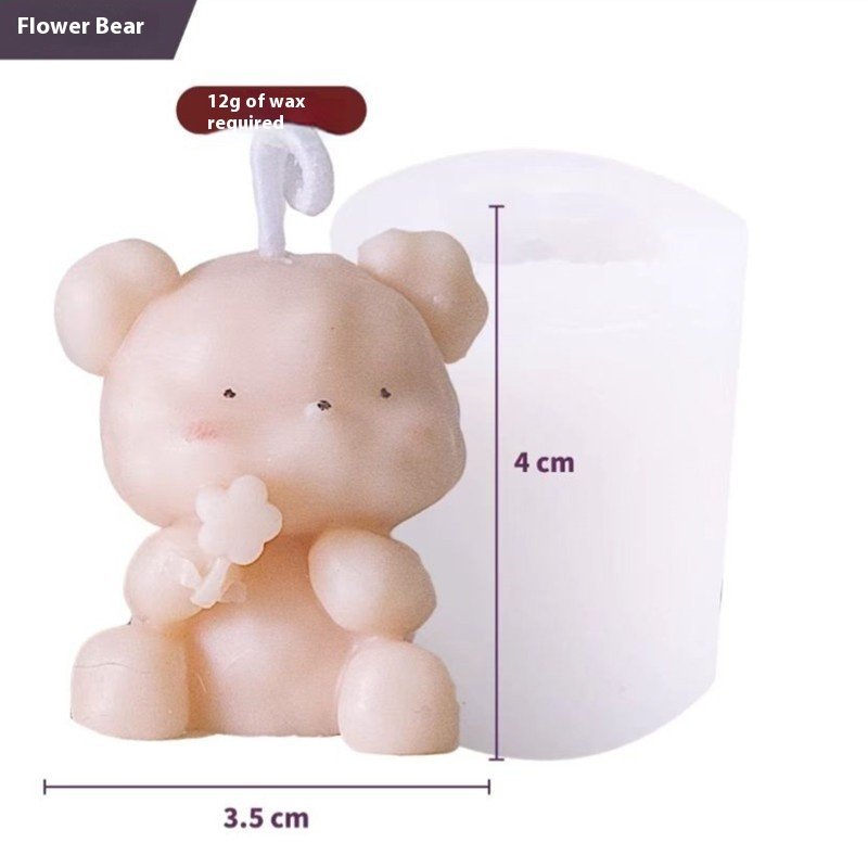 Cute Bear Candle Cake DIY Birthday Aromatherapy Candle Silicone Baking Mold - Image 9