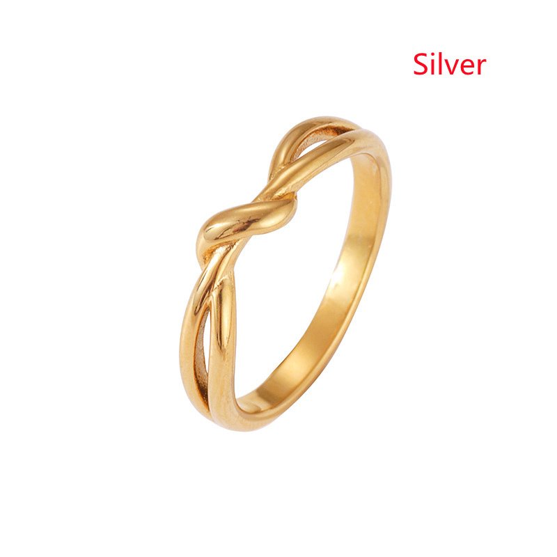 Love Endless Kinked Titanium Steel 18K Gold Plating Winding Simple Ring - Image 6