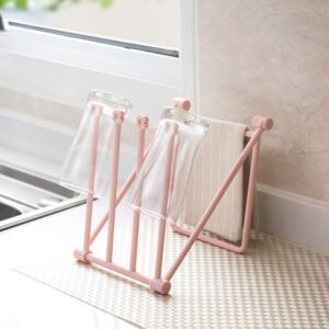 Foldable Vertical Rag Kitchen Towel Punch-free Countertop Water Cup Holder Storage Rack