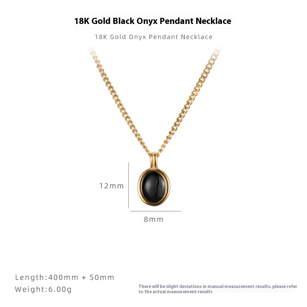 Black Agate Clavicle Chain Female Titanium Steel Ornament - Image 7