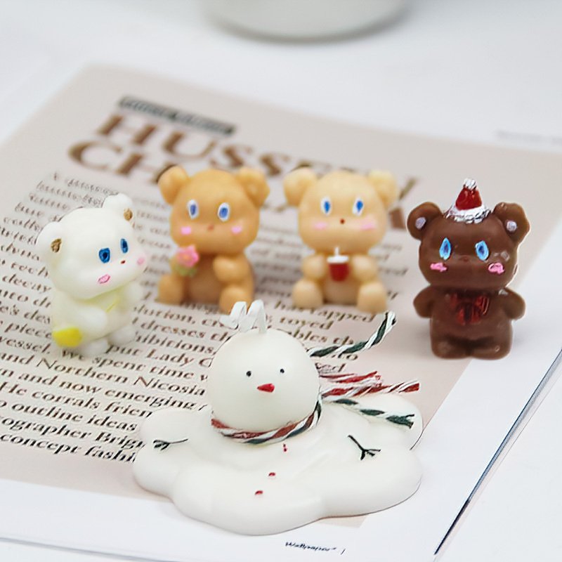 Cute Bear Candle Cake DIY Birthday Aromatherapy Candle Silicone Baking Mold - Image 3