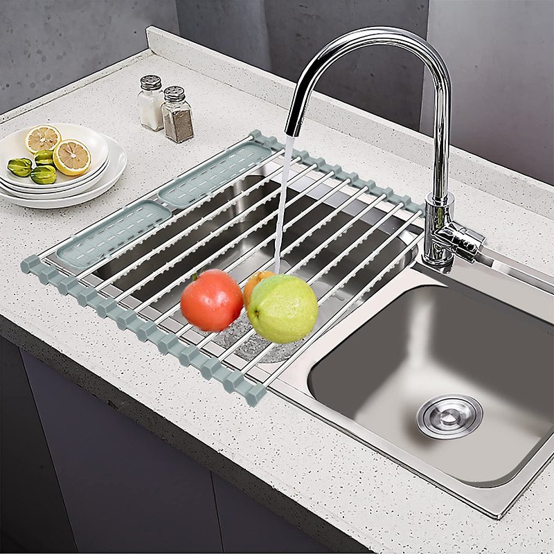 Stainless Steel Telescopic Folding Drain Rack For Kitchen Dishes - Image 7