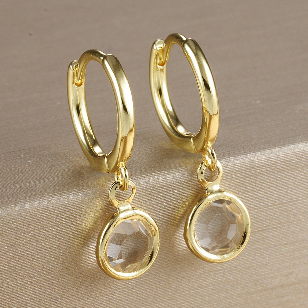 Niche Round Ear Clip Fashion Simple Rhinestone - Image 6