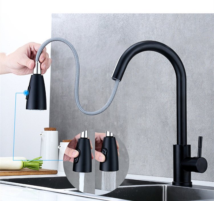 Kitchen Pull Hot And Cold Water Faucet Stainless Steel - Image 4