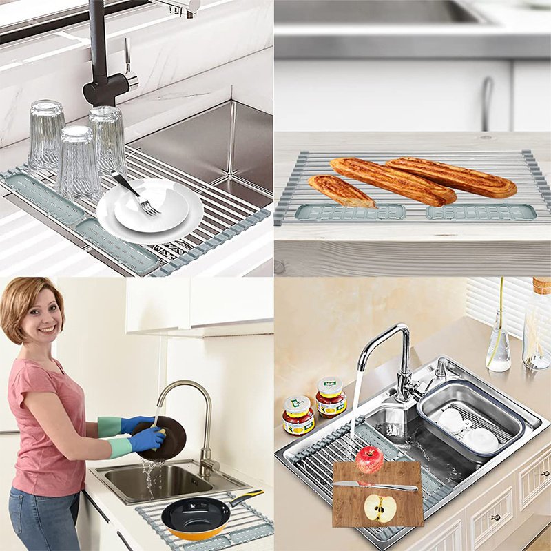 Stainless Steel Telescopic Folding Drain Rack For Kitchen Dishes - Image 3