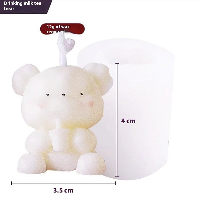 Cute Bear Candle Cake DIY Birthday Aromatherapy Candle Silicone Baking Mold - Image 7