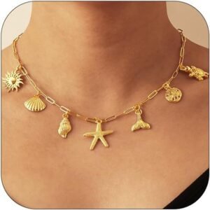 Fashion Shell Sun Starfish Summer Beach Necklace Simple Niche Wear Women