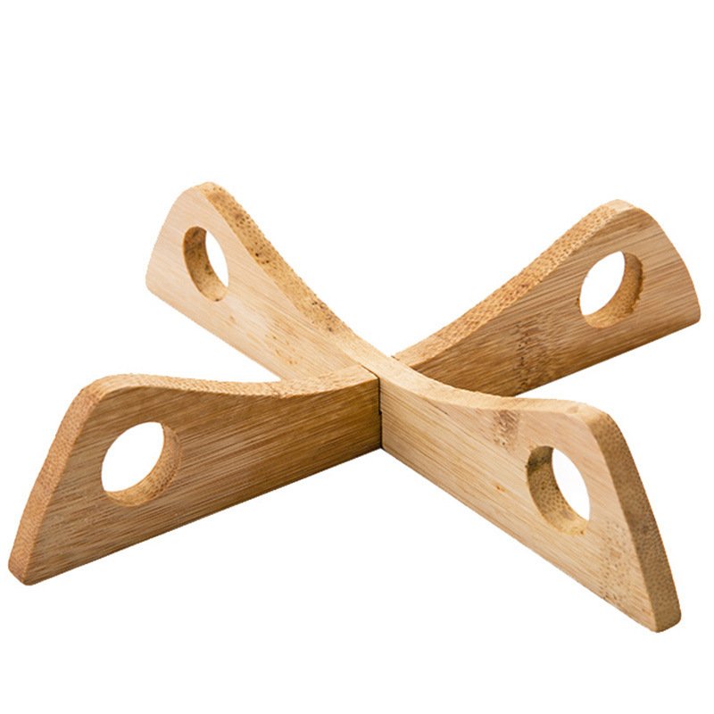 Bamboo Cross Pot Rack Bottom Bracket Insulation Kitchen Supplies - Image 4
