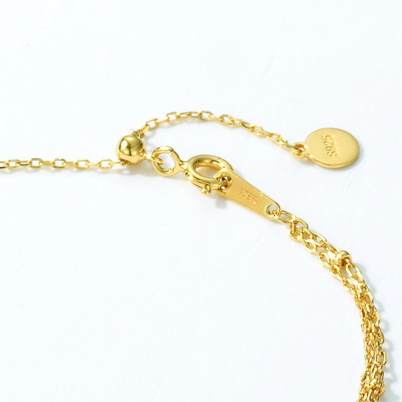 Simple Double-layer 925 Silver Plating 10K Yellow Bracelet For Women - Image 3