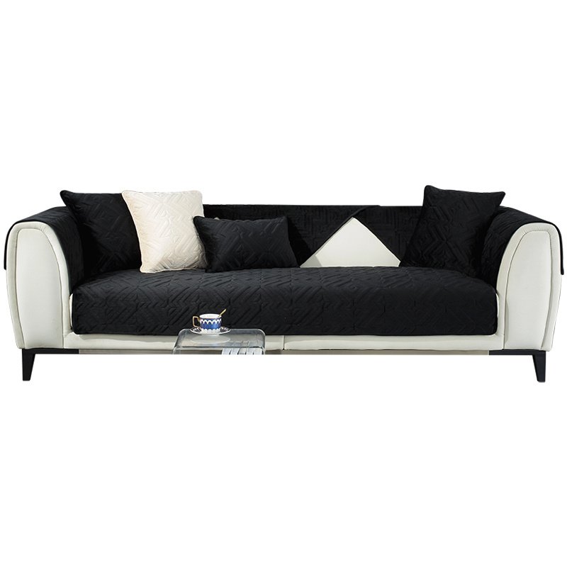 Black Sofa Cushion Winter Plush Thickened Non-slip Sofa Leather Sofa Cover - Image 5
