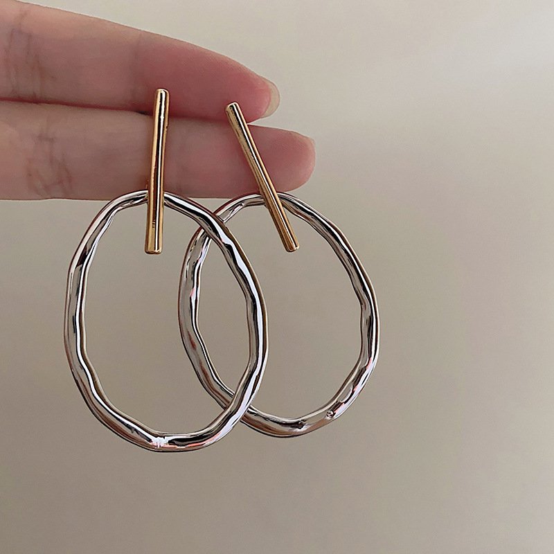 Fashion Color Contrast Oval Earrings Women's Fashion All-match Simple - Image 2