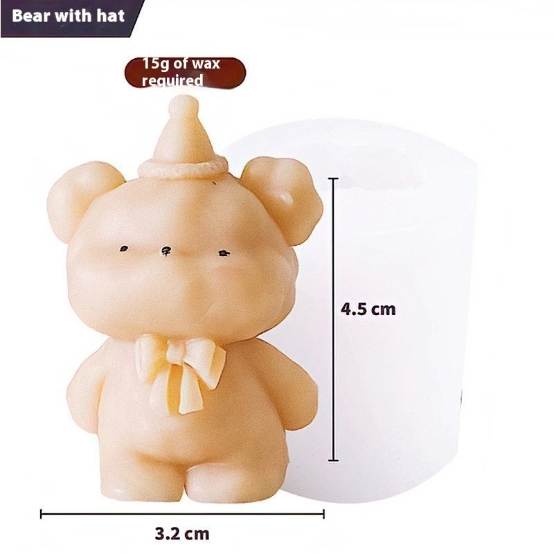 Cute Bear Candle Cake DIY Birthday Aromatherapy Candle Silicone Baking Mold - Image 2