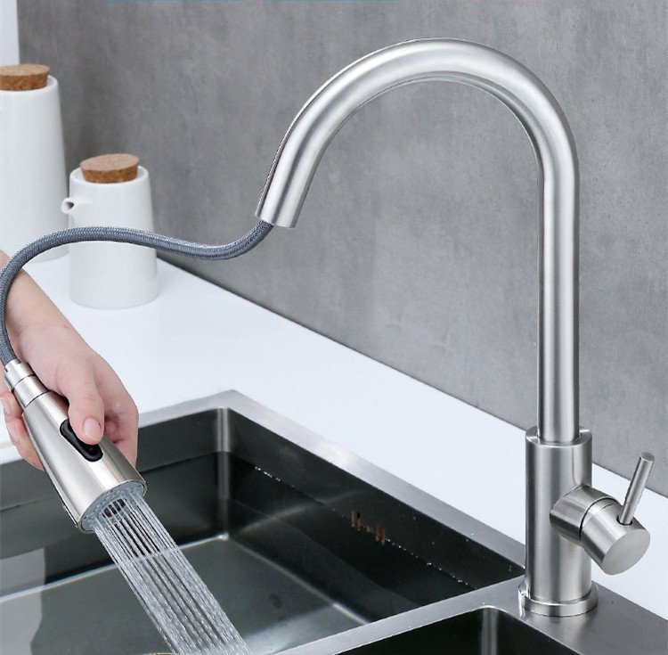 Kitchen Pull Hot And Cold Water Faucet Stainless Steel - Image 3