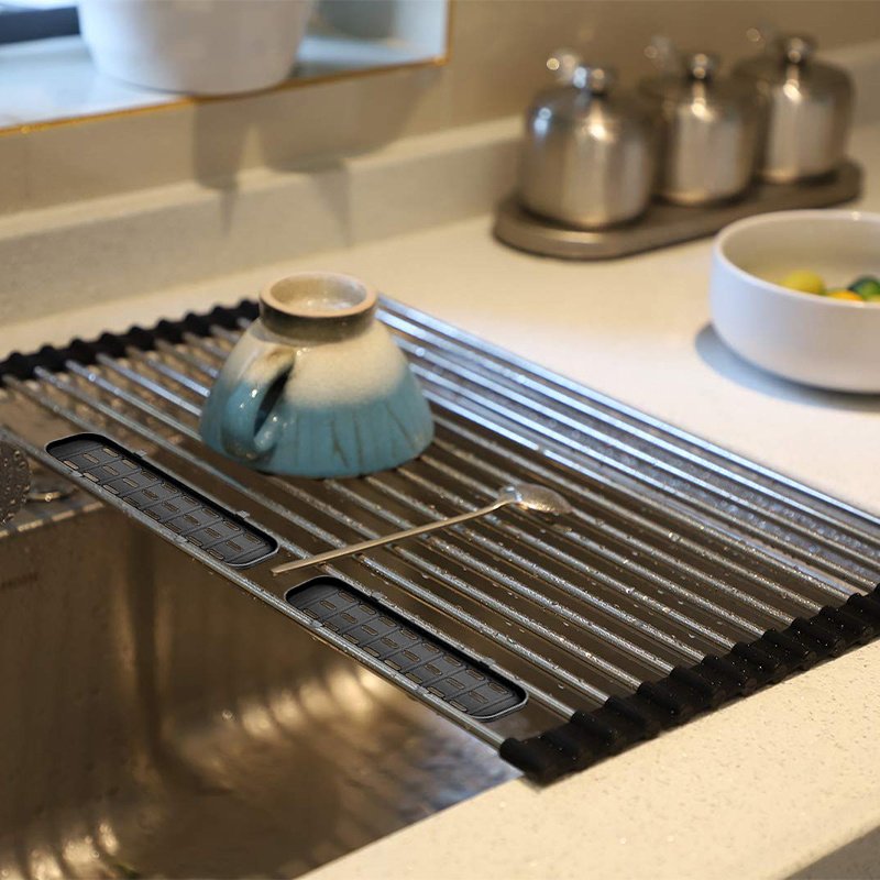 Stainless Steel Telescopic Folding Drain Rack For Kitchen Dishes - Image 2