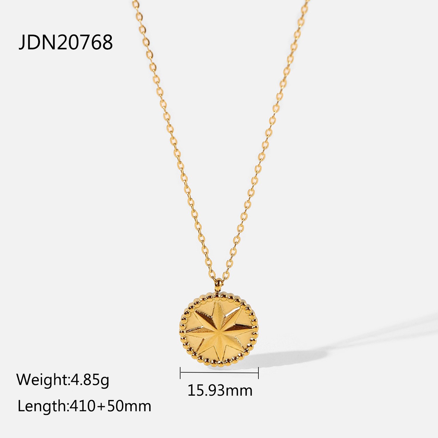 Stainless Steel Necklace 18K Gold Eight Eight-pointed Stars Coins - Image 6