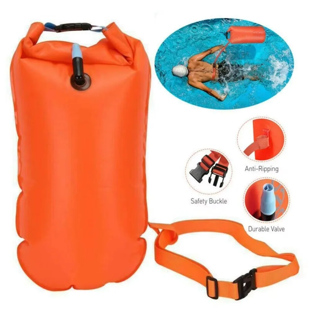 Inflatable Open Swimming Buoy Tow Float Dry Bag Double Air Bag with Waist Belt for Water Sport Swimming Storage Float Tools - Image 5
