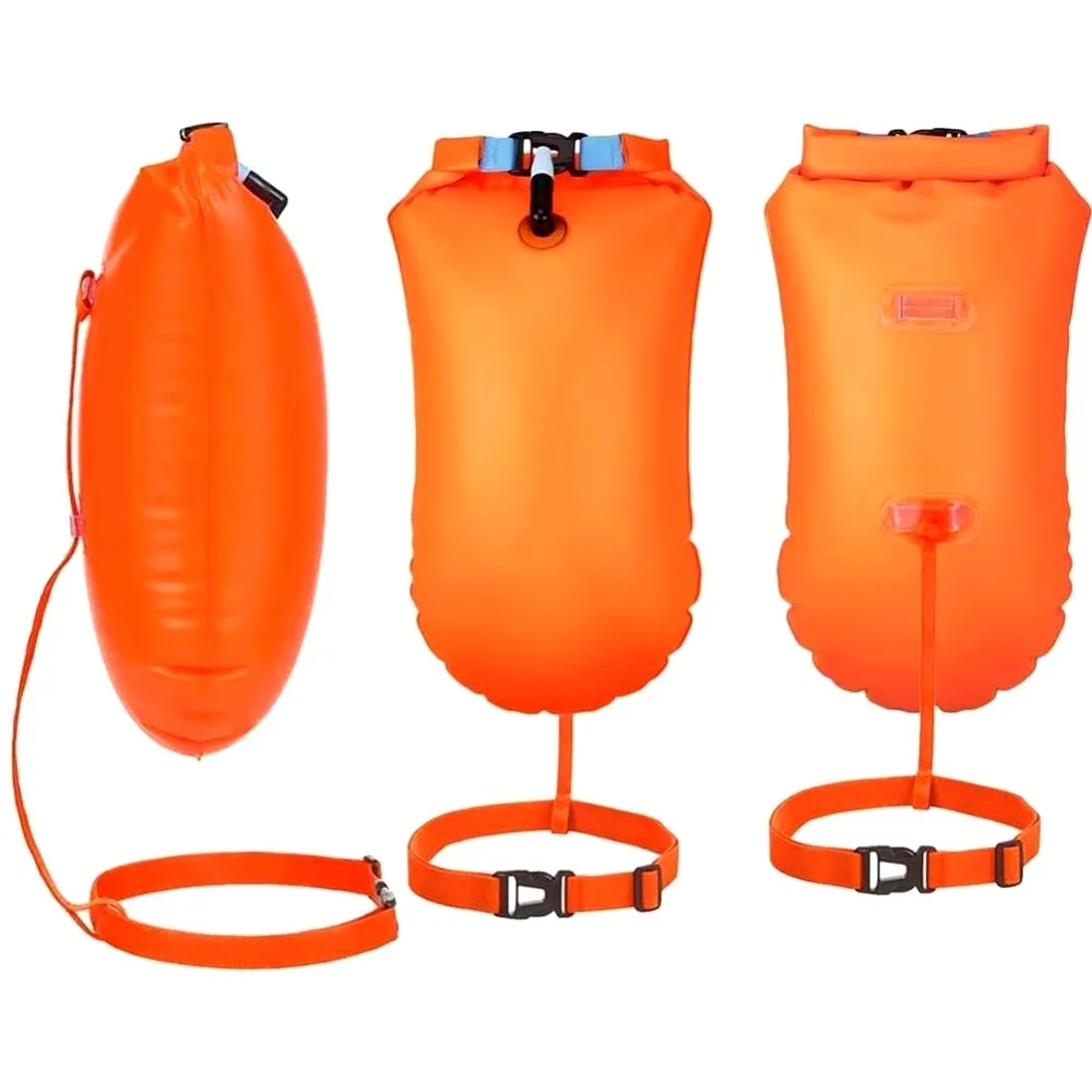 Inflatable Open Swimming Buoy Tow Float Dry Bag Double Air Bag with Waist Belt for Water Sport Swimming Storage Float Tools - Image 2