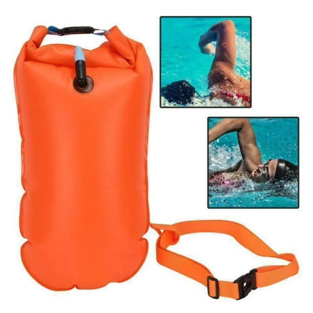 Inflatable Open Swimming Buoy Tow Float Dry Bag Double Air Bag with Waist Belt for Water Sport Swimming Storage Float Tools - Image 4