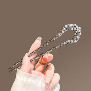 Fashion Metal U Shaped Hair Stick For Women 2024 New Chinese Style Pearl Leaf Hair Pin Fork Sticks Pins Hair Styling Accessories