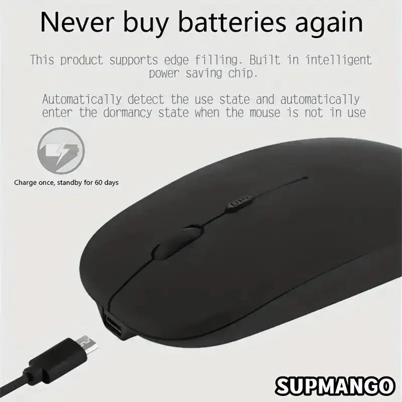 Rechargeable Wireless Mouse With 2.4GHz USB 1600DPI Mouse for Computer Laptop Tablet PC Macbook Gaming Mouse Gam - Image 3
