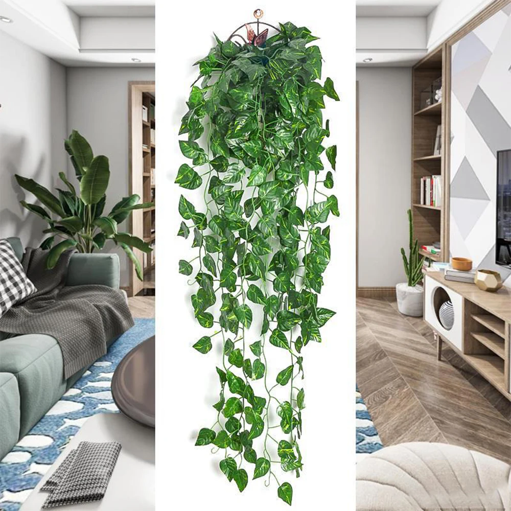 1 Pcs Artificial Plant Creeper Green Wall Hanging Vine Home Garden Decoration Rattan Wedding Party DIY Fake Wreath Leaves Ivy - Image 3