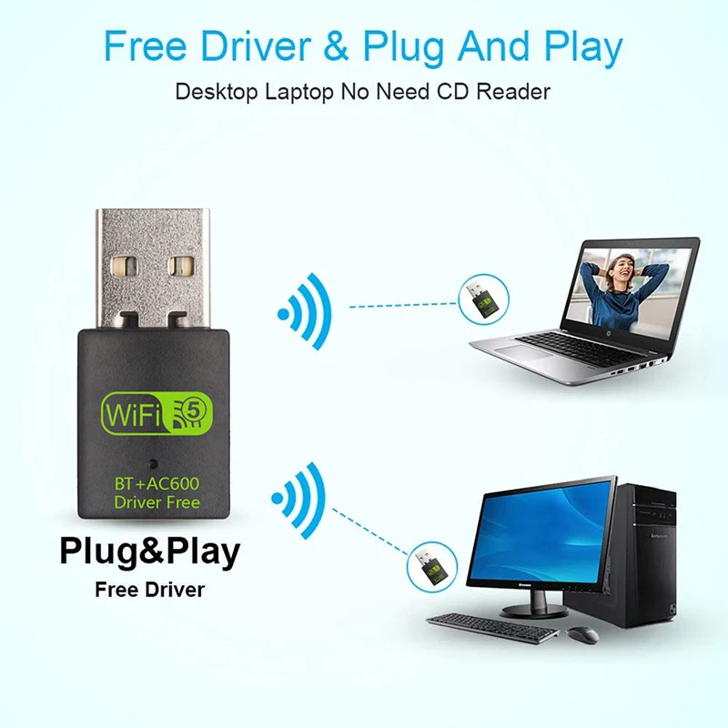 600M Dual-Band Wireless Network Card Drive Free 5G High-Speed Computer Receiver Usb Bluetooth5.0 Wifi 2-In-1 - Image 6