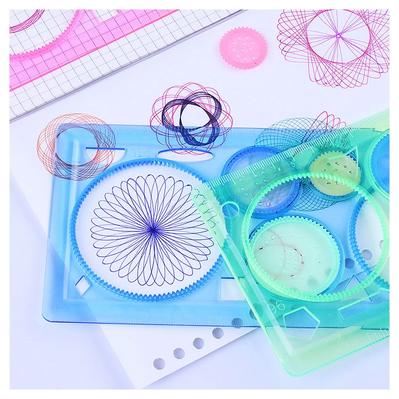 Geometry Spirograph Drawing Stencils Set Painting Template Art Crafts Creative Kids Educational Toy Variety of Flowers Ruler - Image 4