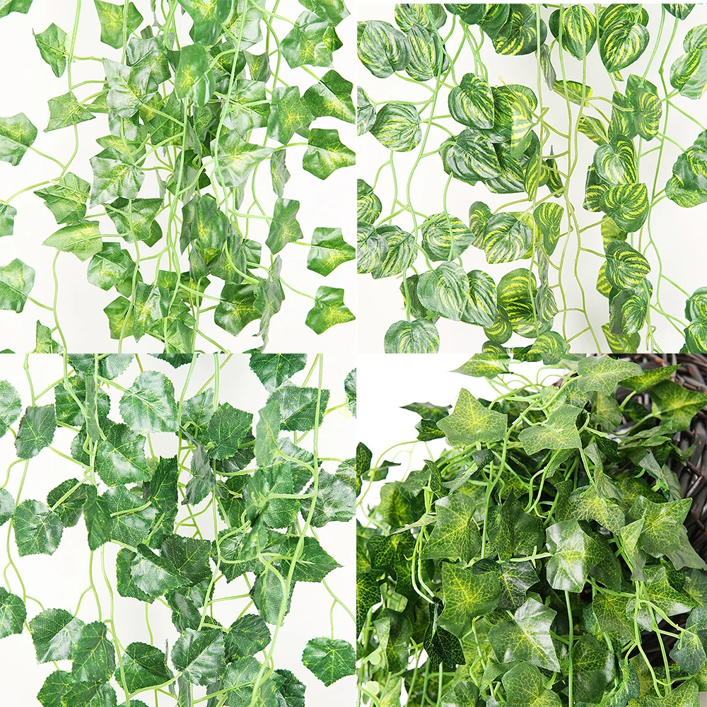 1 Pcs Artificial Plant Creeper Green Wall Hanging Vine Home Garden Decoration Rattan Wedding Party DIY Fake Wreath Leaves Ivy - Image 4