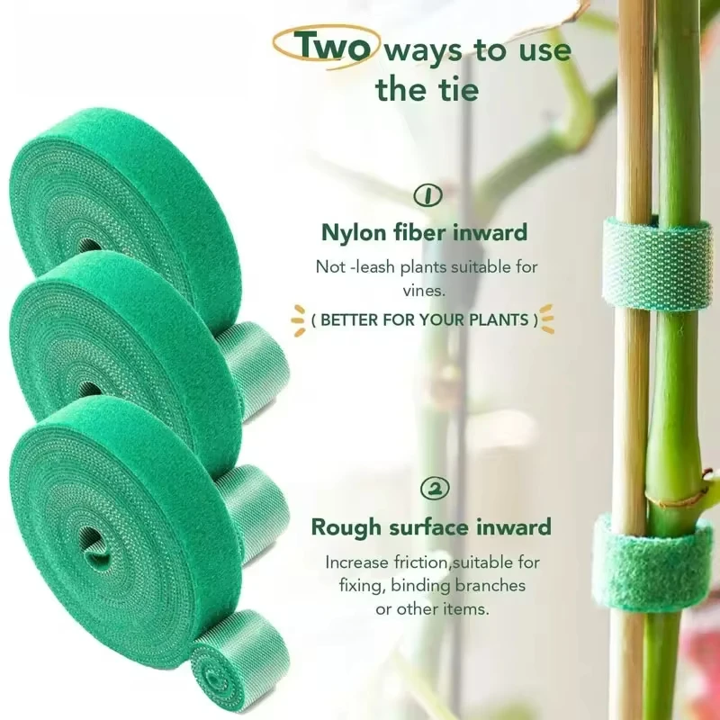 5M Nylon Plant Bandage Tie Reusable Plant Hook Loop Ties Green Fastener Tape Bamboo Cane Wrap Support Home Garden Accessories - Image 2
