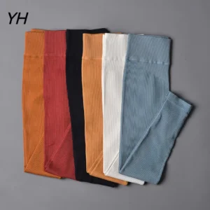 Ribbed Yoga Pants High Waisted Gym Leggings Sport Women Fitness Seamless Female Legging Tummy Control Running Training Tights