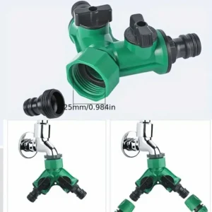 2 Way Garden Hose Splitter Garden Hose Connector with Faucet Watering Shut Off for Landscaping Flower Planting Irrigation