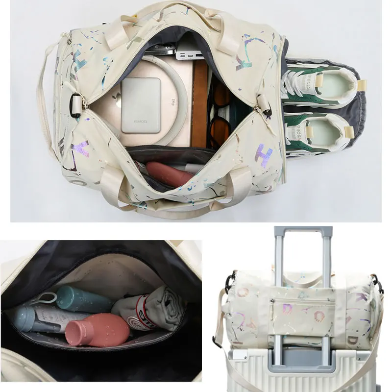 Gym Yoga Sport Dance Bag For Girl Boy Graffiti Letters Printing Travel Fitness Siwmming Dry Wet Waterproof Crossbody Deffle Bag - Image 4