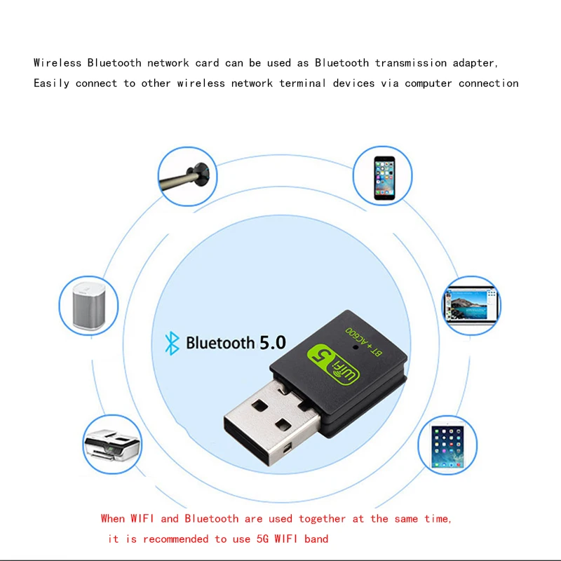 600M Dual-Band Wireless Network Card Drive Free 5G High-Speed Computer Receiver Usb Bluetooth5.0 Wifi 2-In-1 - Image 4