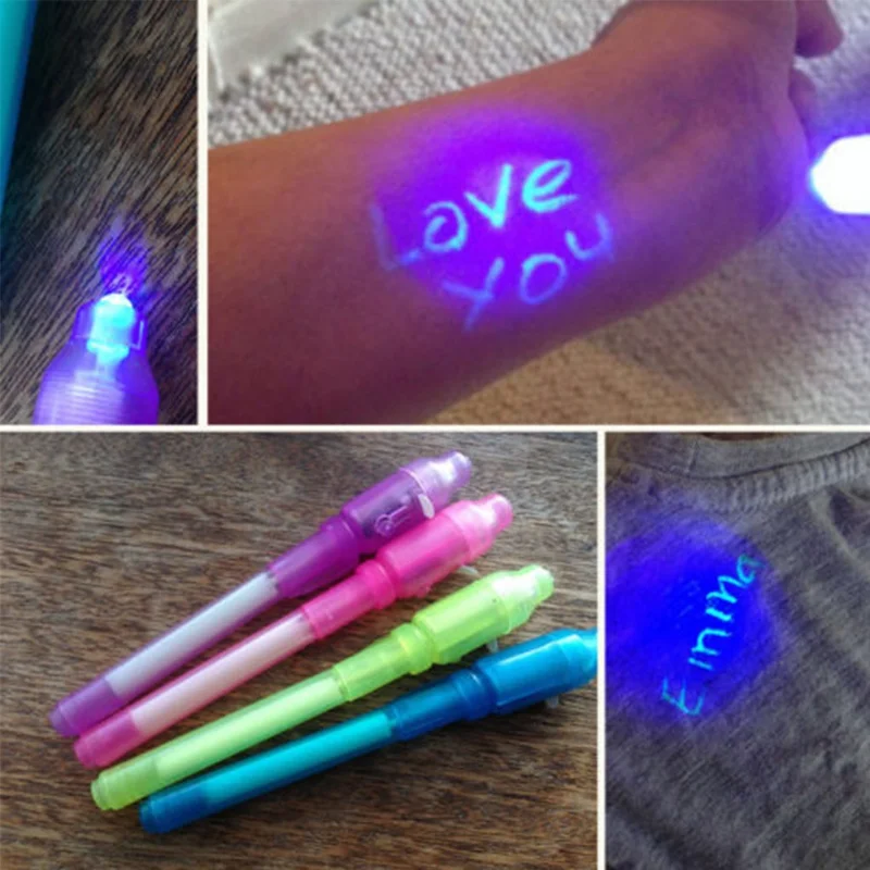4pcs/lot Luminous Light Pen Magic Purple 2 In 1 UV Black Light Combo Drawing Invisible Ink Pen Learning Education Toys For Child - Image 3