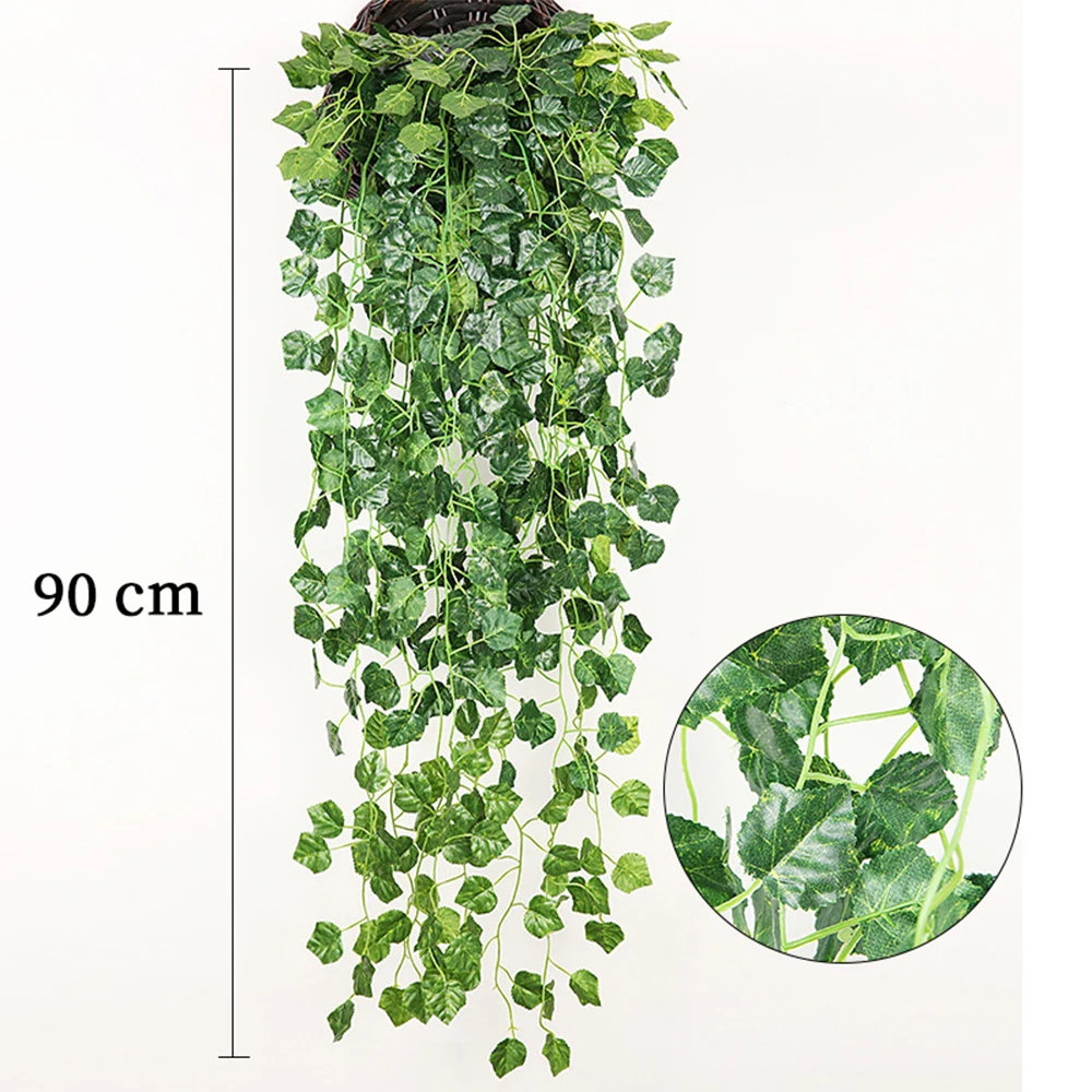 1 Pcs Artificial Plant Creeper Green Wall Hanging Vine Home Garden Decoration Rattan Wedding Party DIY Fake Wreath Leaves Ivy - Image 6