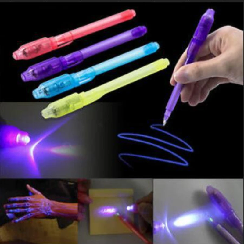 4pcs/lot Luminous Light Pen Magic Purple 2 In 1 UV Black Light Combo Drawing Invisible Ink Pen Learning Education Toys For Child - Image 2
