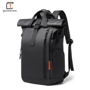 Tangcool Men's 15.6" Laptop Backpack Large Capacity Multifunction Roll Top Lightweight Travel Backpack Waterproof School Bags